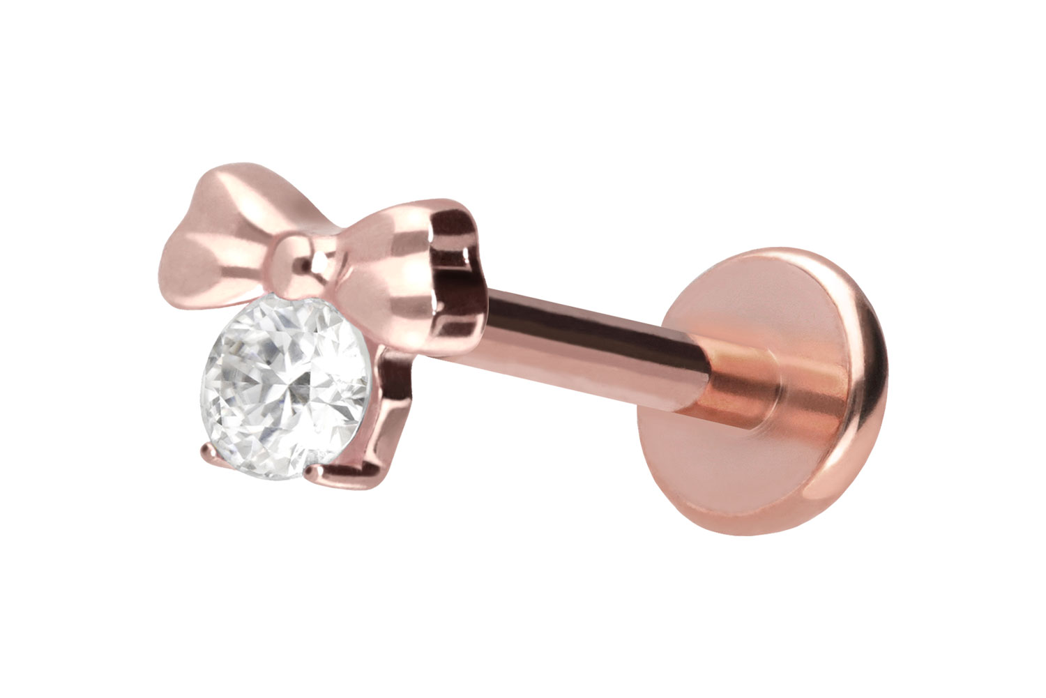 Titan Labret Piercing mit Push Fit SCHLEIFE + KRISTALL